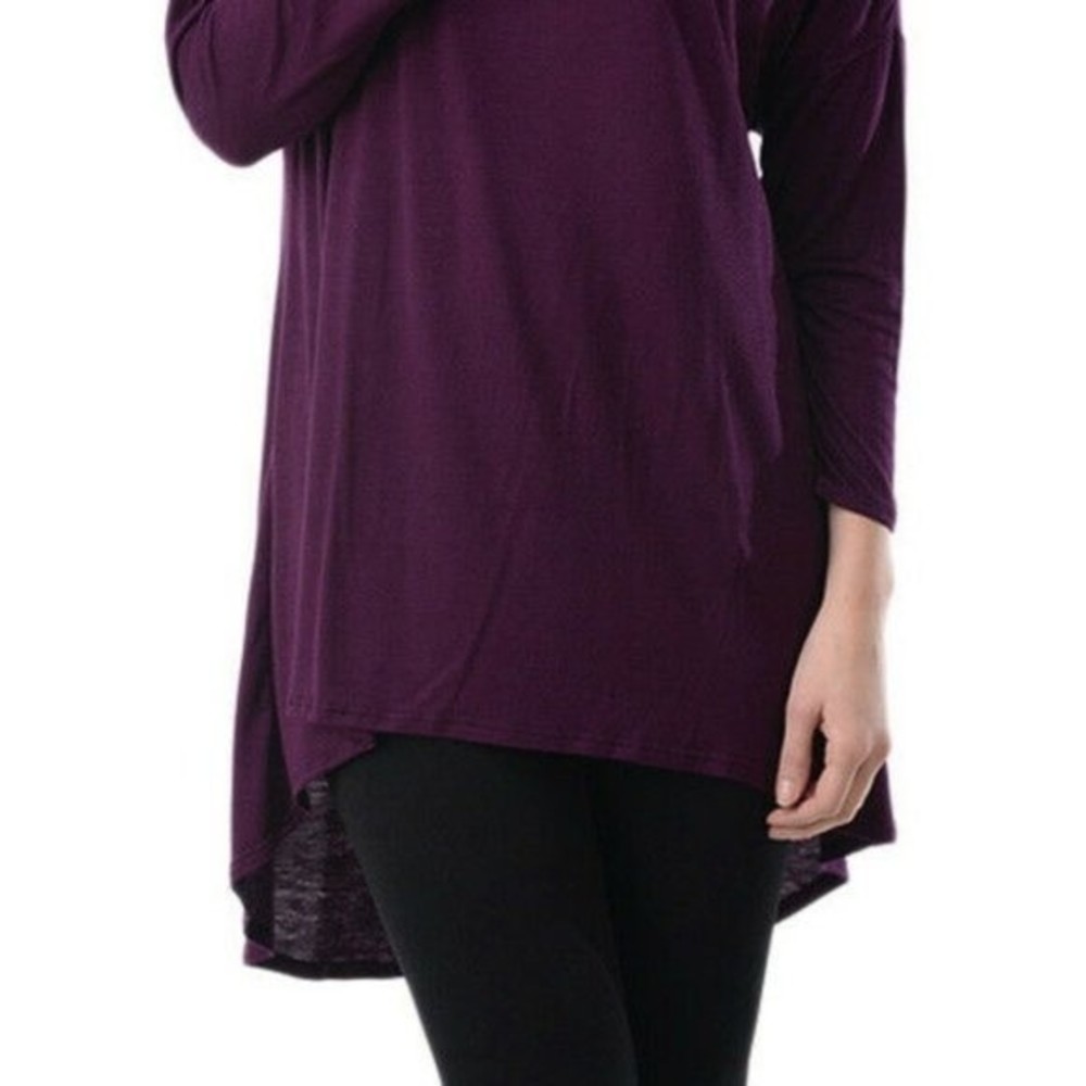 Azules 2X Soft Touch Scoop Neck Hi-Low Purple Tunic Stretchy Cozy